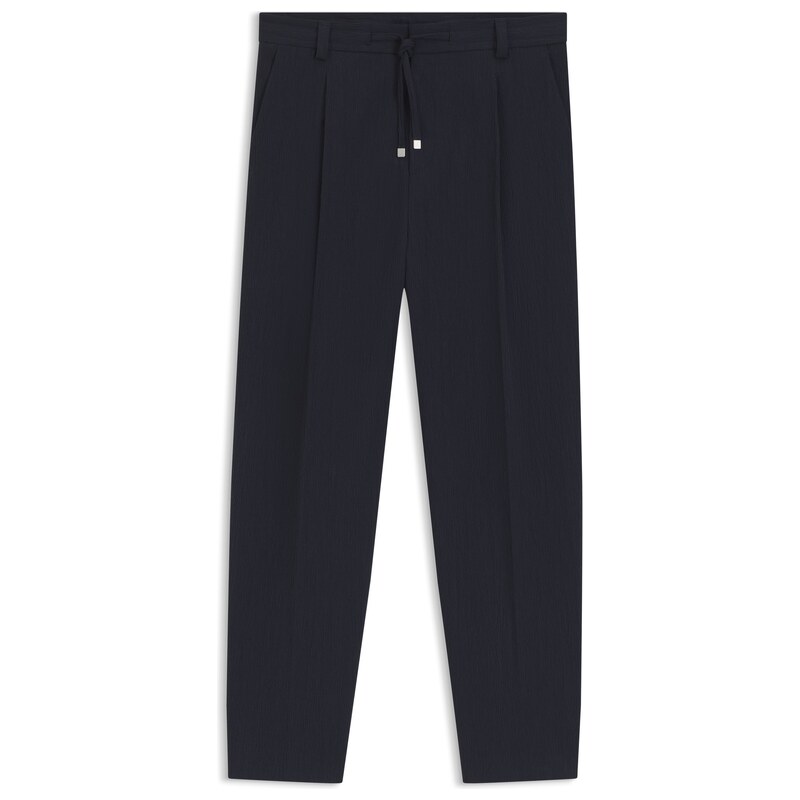 HUGO Modern-fit trousers in performance-stretch seersucker