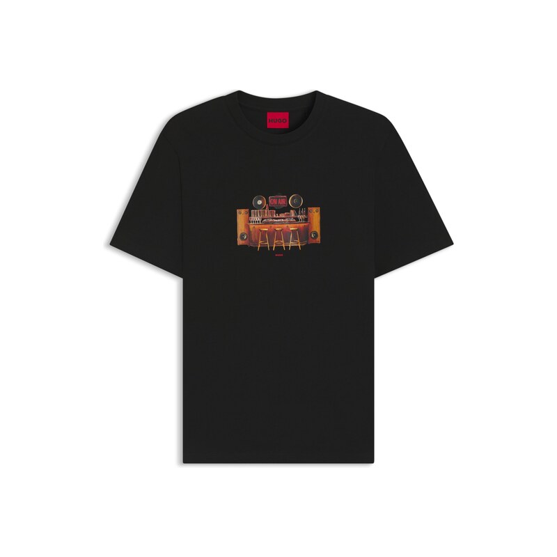 HUGO Cotton-jersey T-shirt with printed artwork