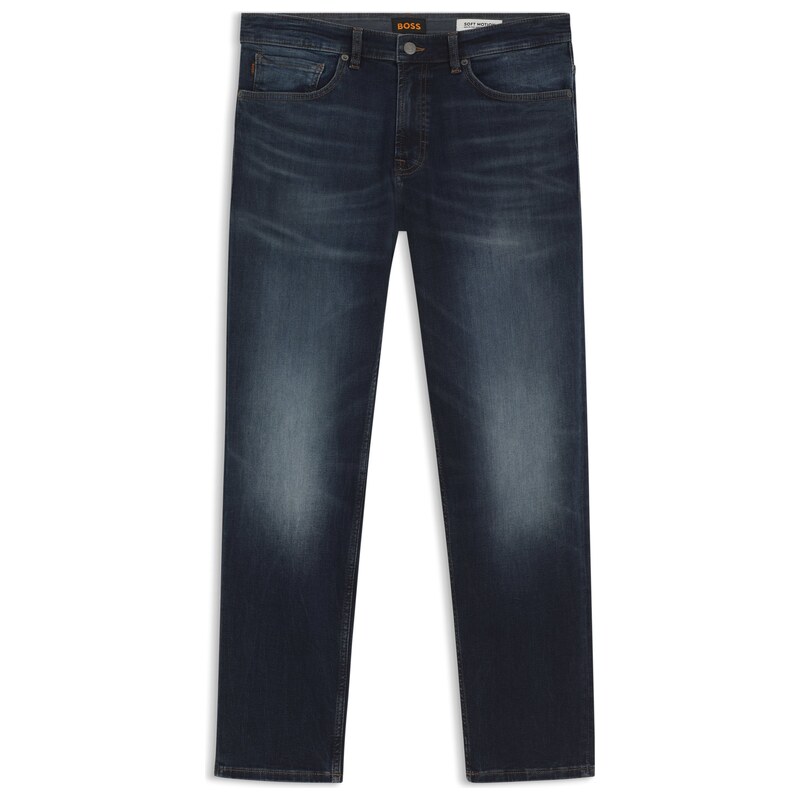 BOSS Regular-fit blue-black jeans in soft motion denim
