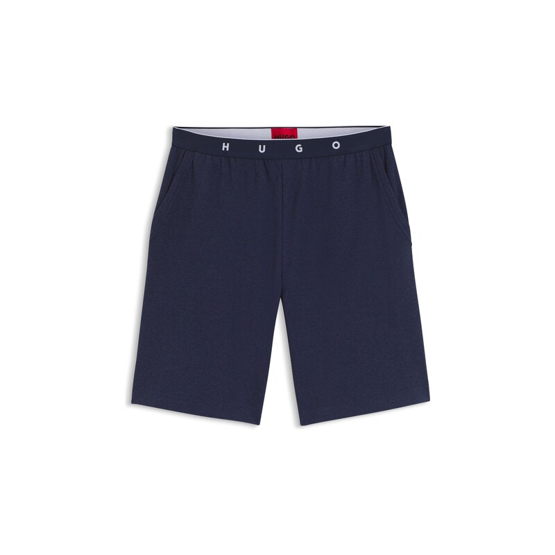 HUGO Ribbed cotton-blend pyjama bottoms with logo waistband
