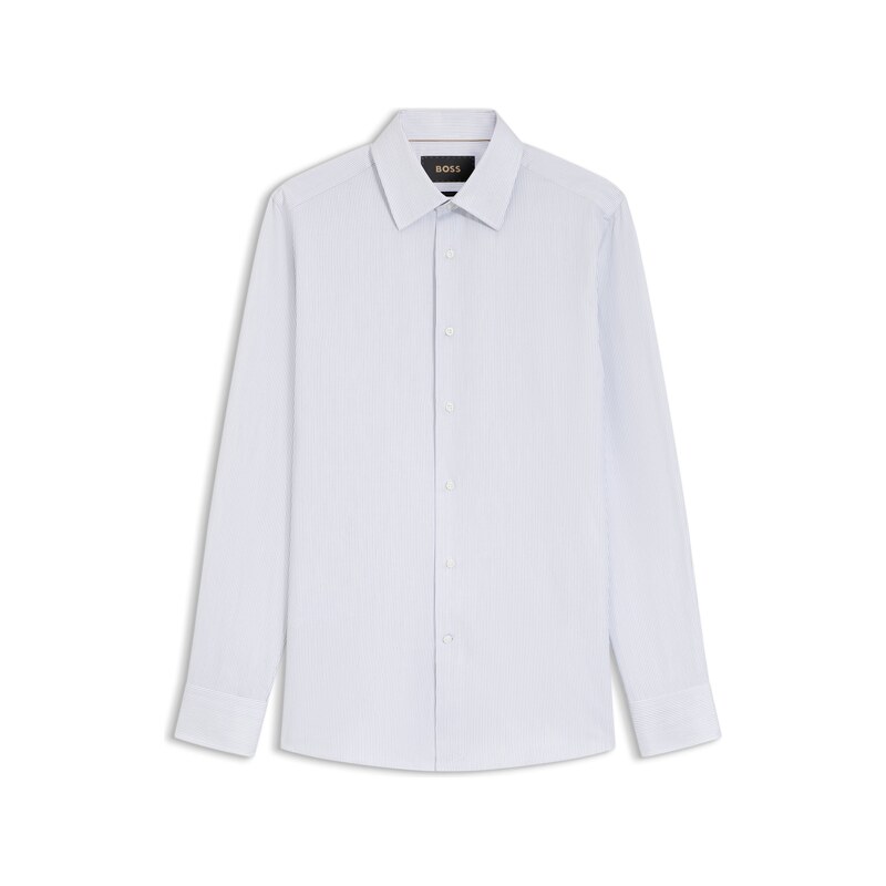 BOSS Slim-fit shirt in striped Italian-made cotton