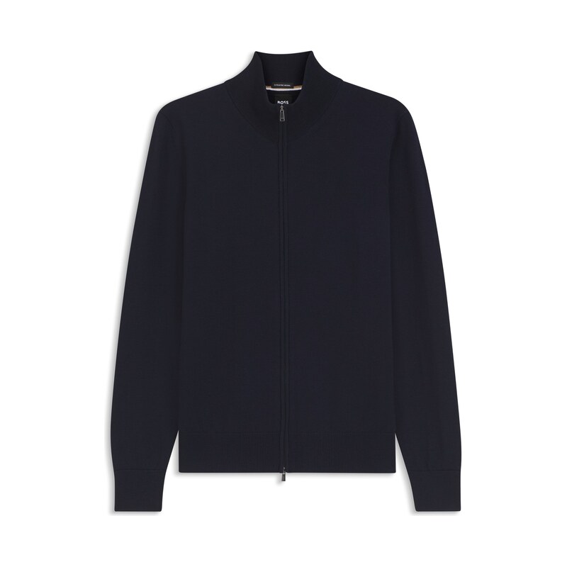 BOSS Zip-up sweater in merino wool