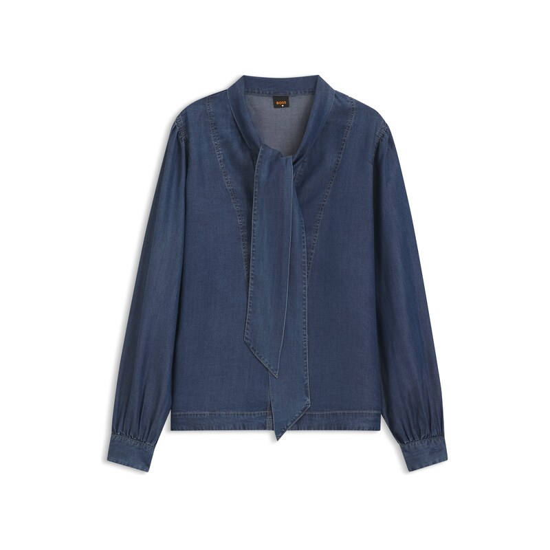 BOSS Denim-look blouse with scarf detail