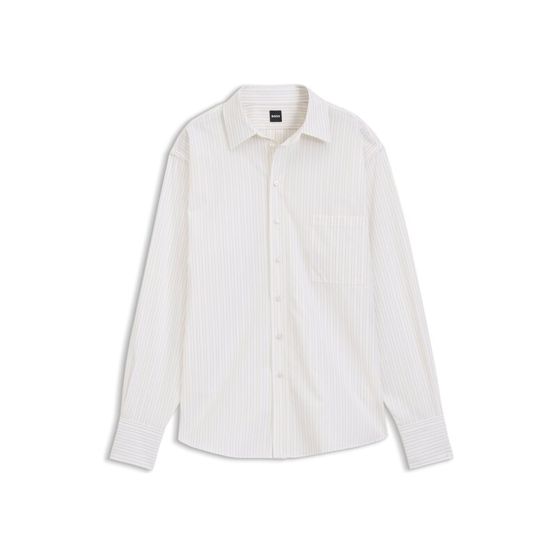 BOSS Relaxed-fit blouse in striped cotton poplin