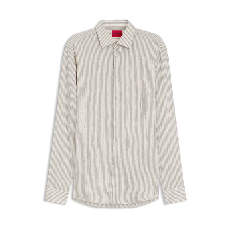HUGO Modern-fit shirt in striped seersucker