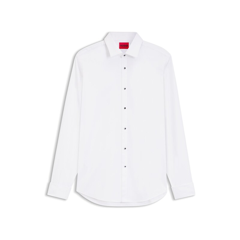 HUGO Slim-fit shirt in structured cotton poplin