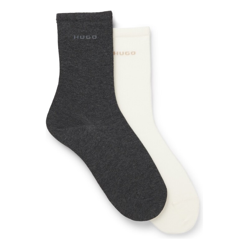 HUGO Two-pack of regular-length cotton-blend logo socks