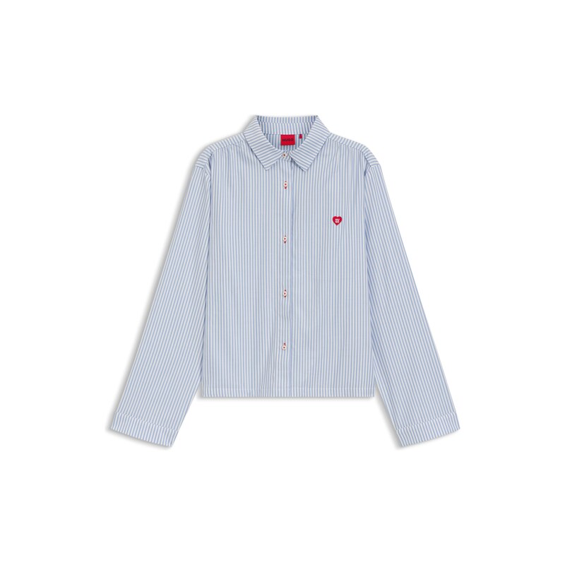 HUGO Cotton-blend pyjama shirt with heart logo