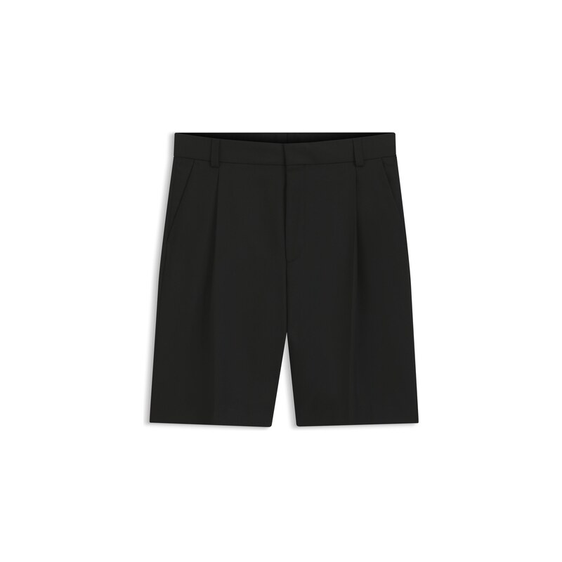 HUGO Relaxed-fit shorts in stretch twill with front pleats