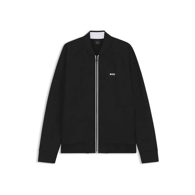 BOSS Triangle-jacquard zip-up sweatshirt with rubberised logo