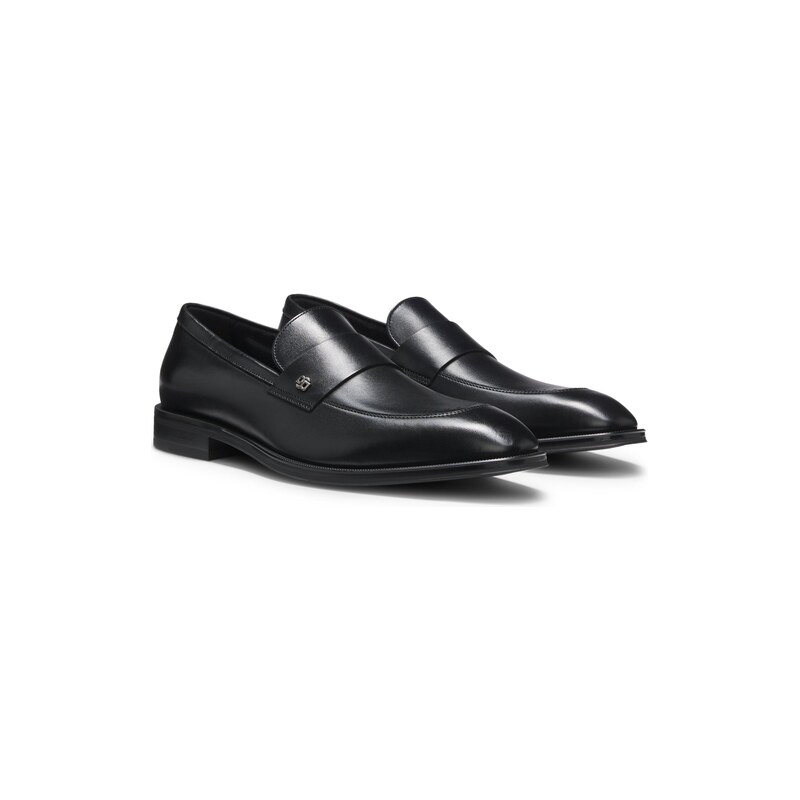 BOSS Leather loafers with Double B monogram trim