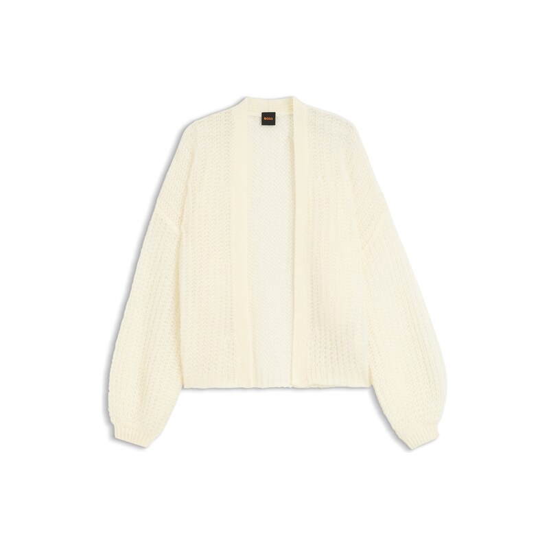 BOSS Relaxed-fit cardigan with open-knit structure
