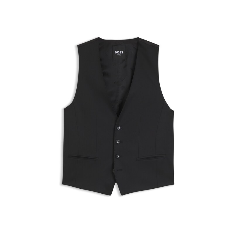 BOSS Slim-fit waistcoat in virgin-wool serge