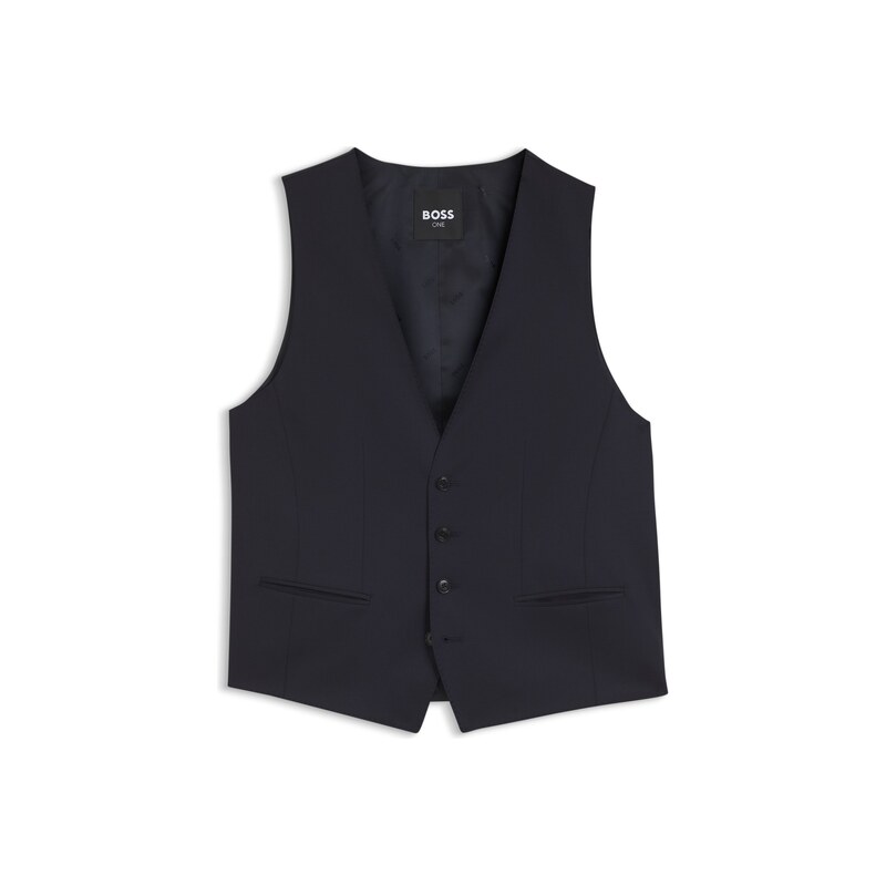 BOSS Slim-fit waistcoat in virgin-wool serge