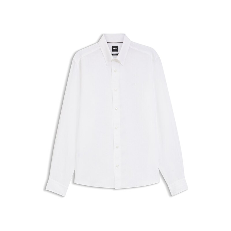 BOSS Regular-fit button-down shirt in linen