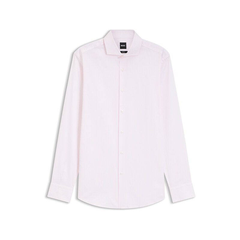 BOSS Slim-fit shirt in easy-iron striped stretch cotton