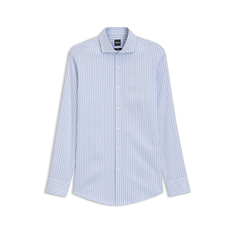 BOSS Slim-fit shirt in easy-iron striped stretch cotton