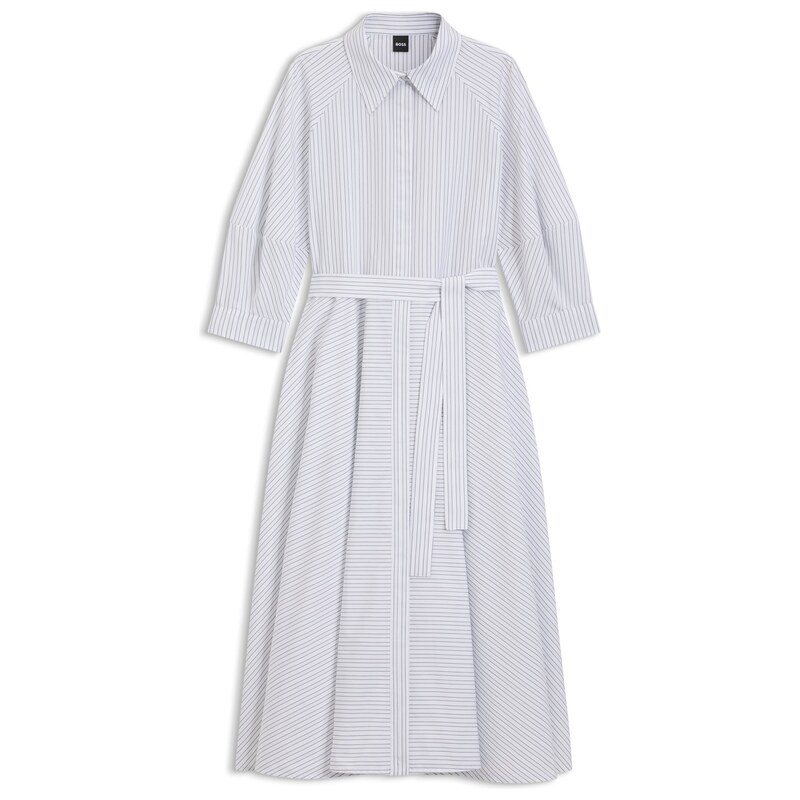 BOSS Shirt dress in striped cotton poplin