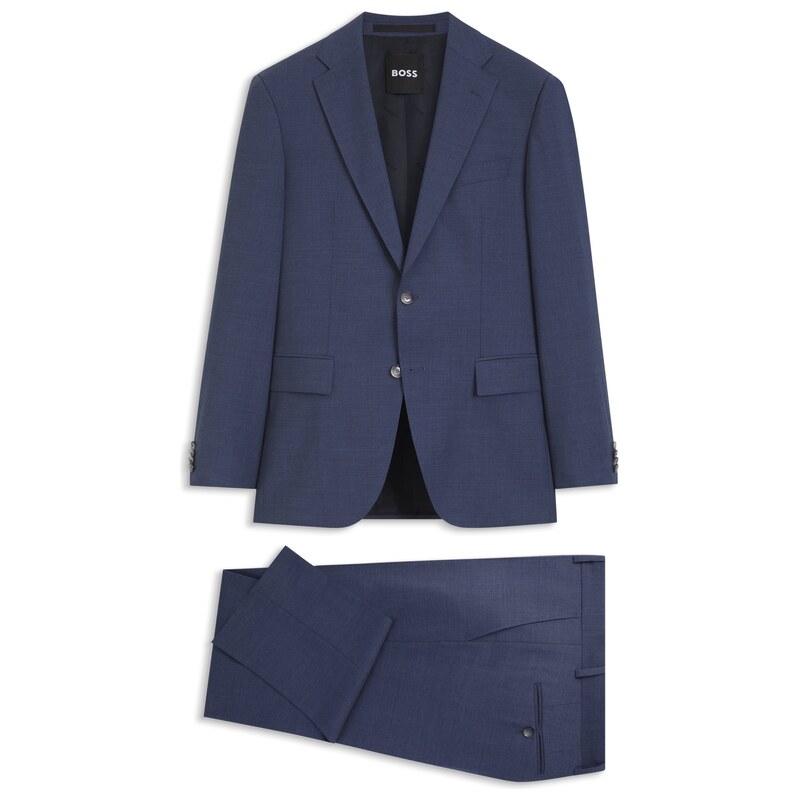 BOSS Two-piece regular-fit suit in melange stretch wool