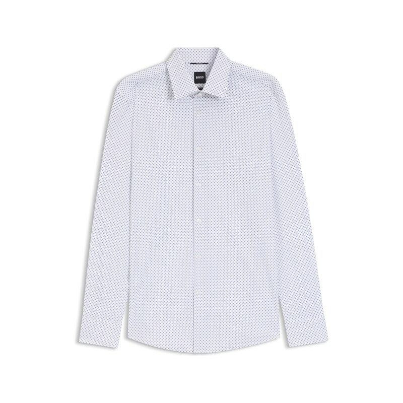 BOSS Slim-fit shirt in printed performance-stretch fabric