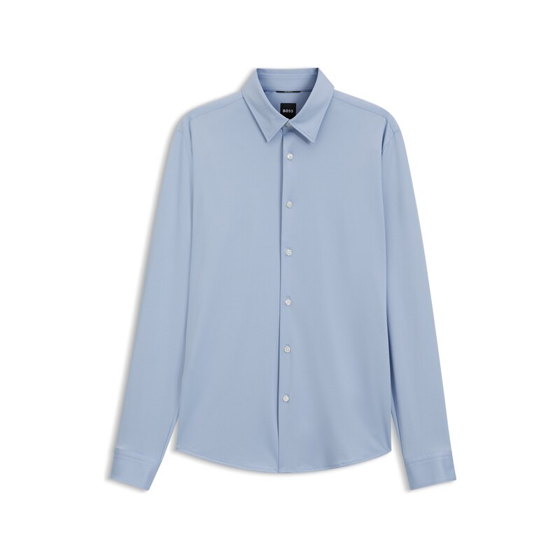 BOSS Slim-fit shirt in structured performance-stretch fabric
