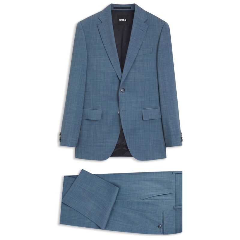 BOSS Three-piece regular-fit suit in patterned virgin wool