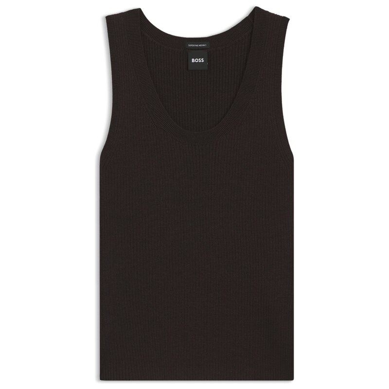 BOSS Sleeveless ribbed top in virgin wool