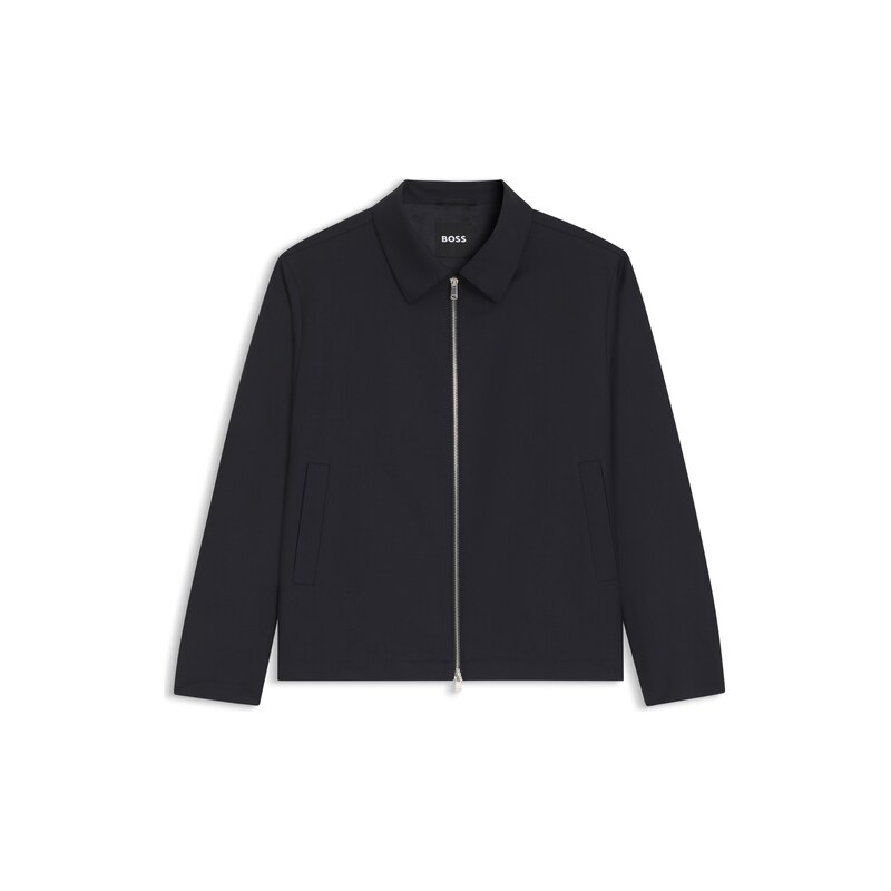 BOSS Slim-fit jacket in patterned stretch wool