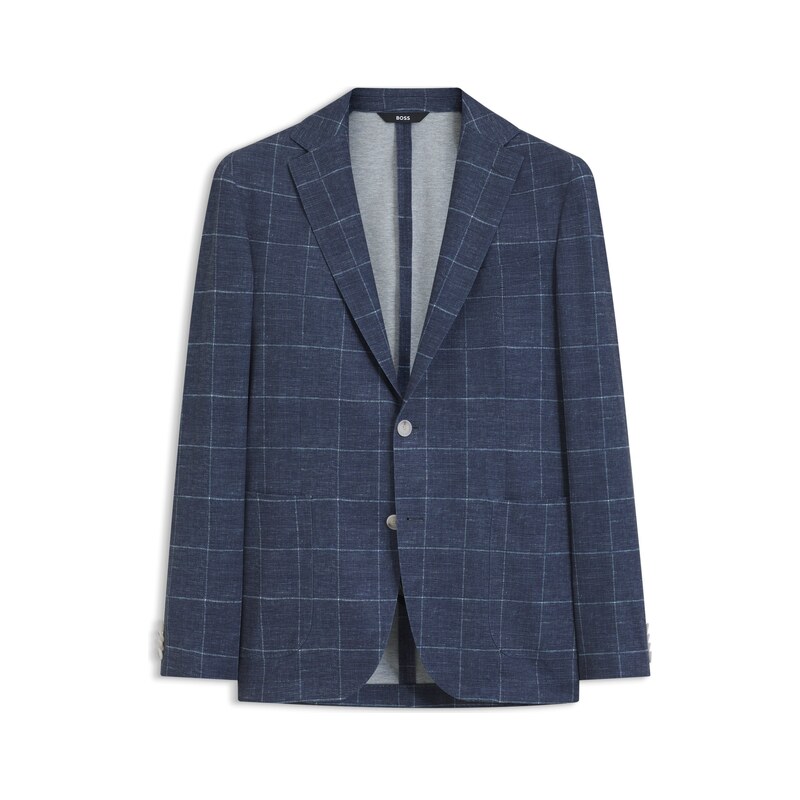 BOSS Slim-fit jacket in checked stretch jersey