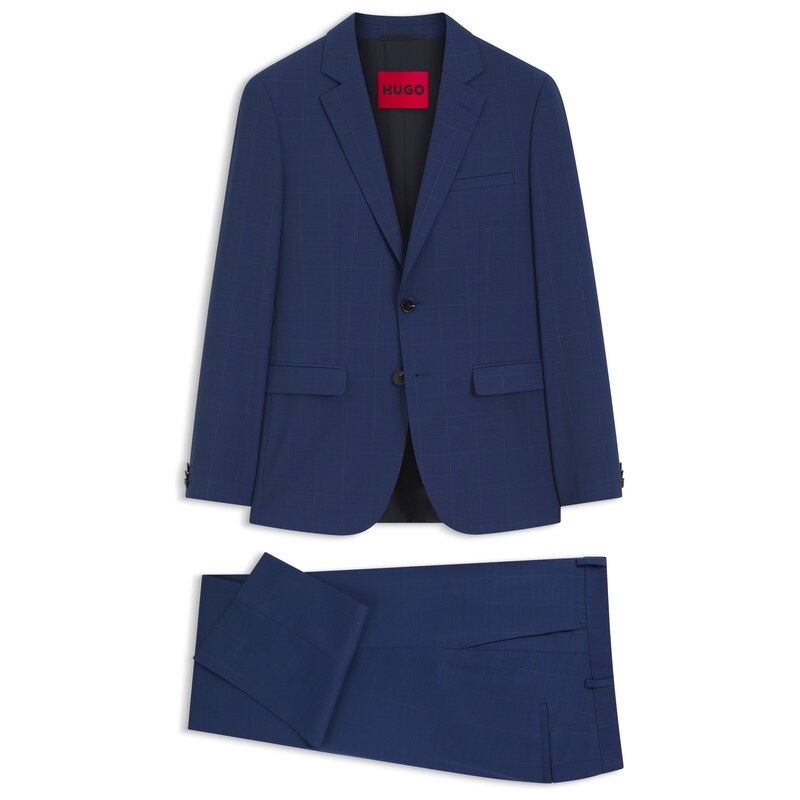HUGO Two-piece extra-slim-fit suit in checked twill