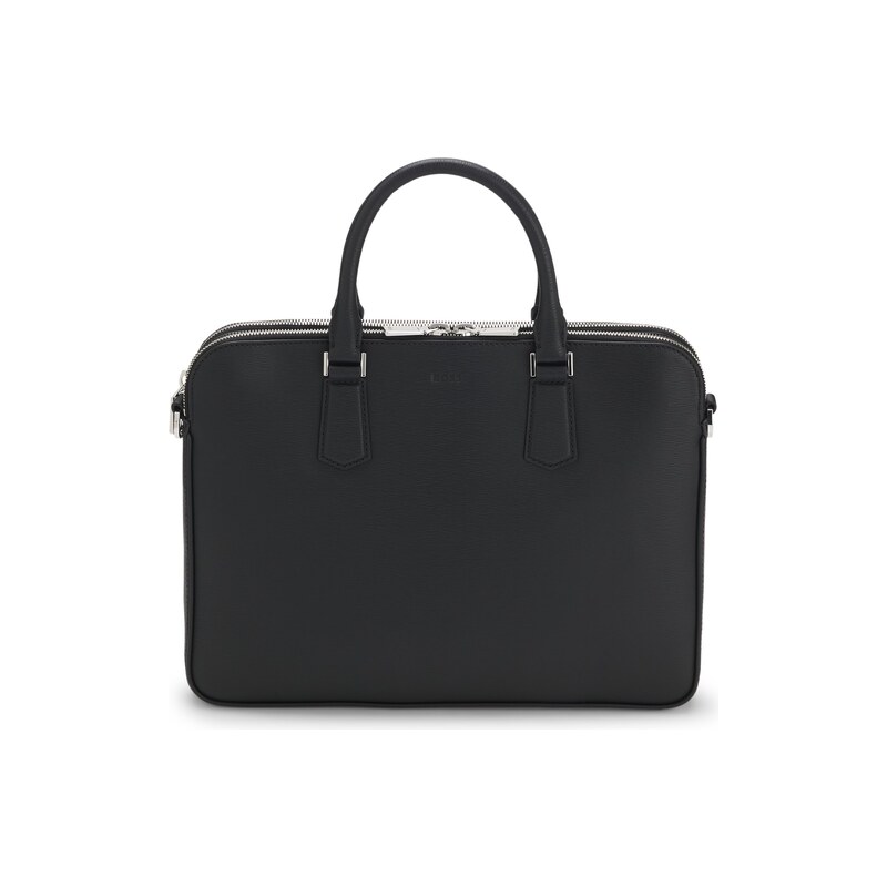 Embossed-leather document case with silver-tone hardware