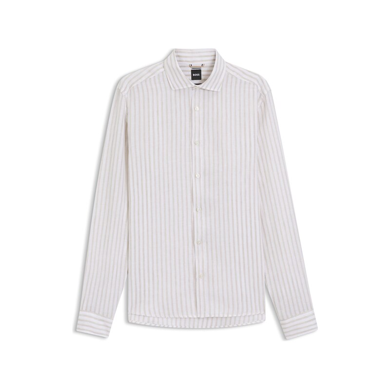 BOSS Regular-fit shirt in striped linen