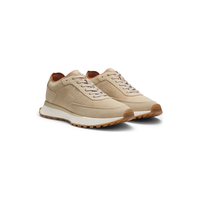 BOSS Suede trainers with perforations