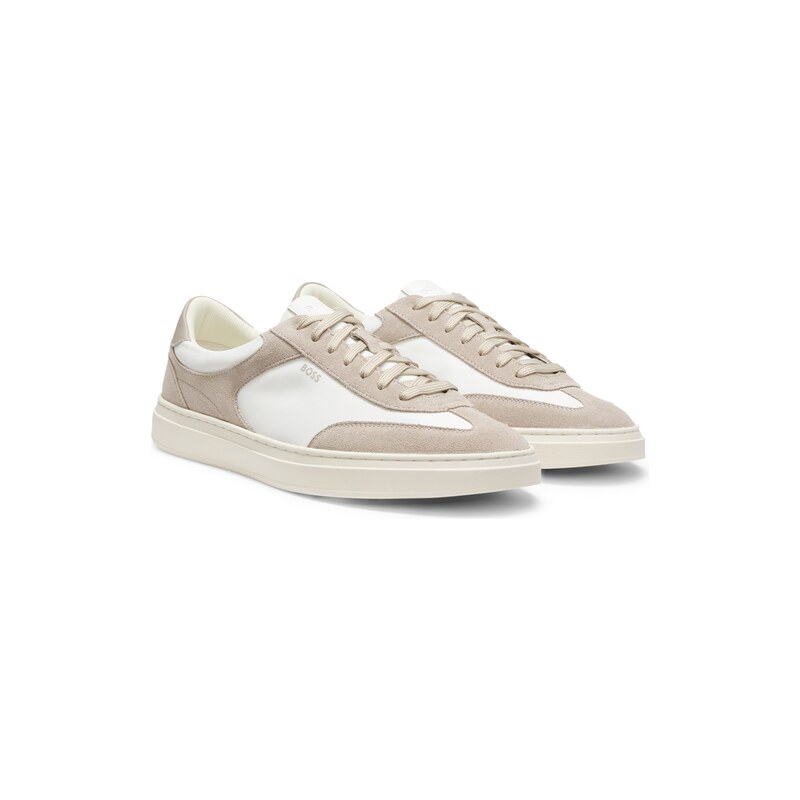 BOSS Lace-up trainers with suede trims