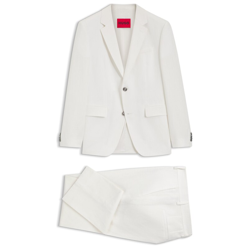 HUGO Two-piece slim-fit suit in cotton and linen