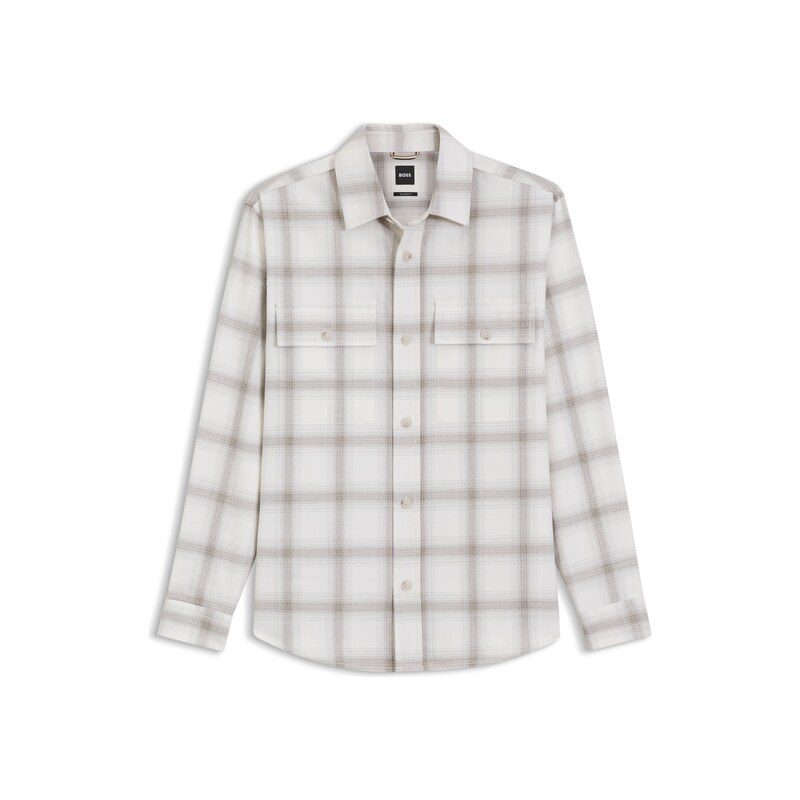 BOSS Relaxed-fit check shirt in virgin wool blend