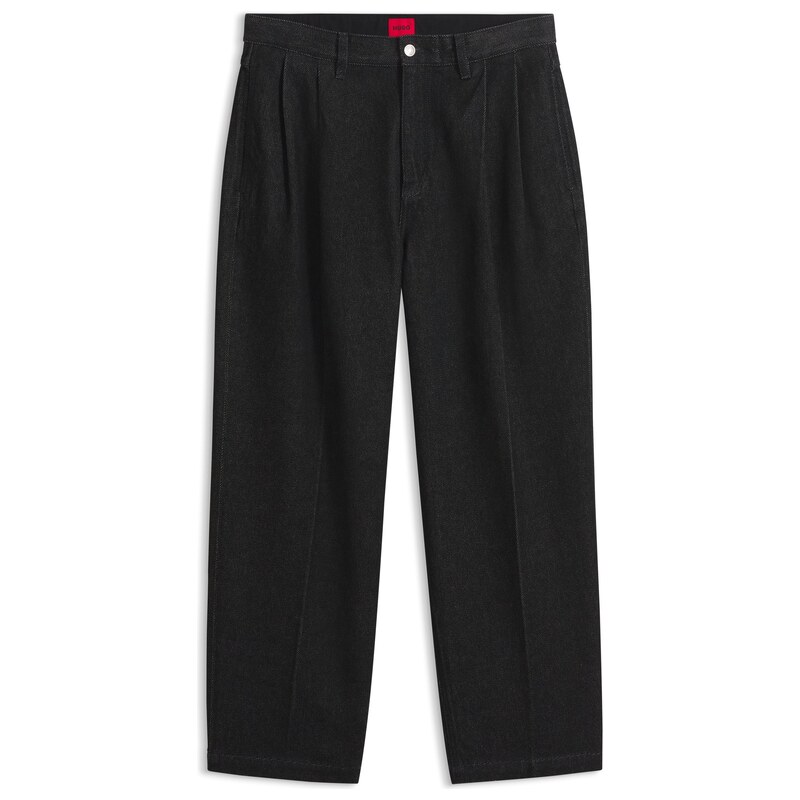 HUGO Relaxed-fit jeans in heavyweight black denim