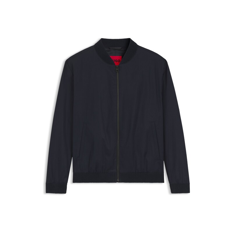 HUGO Slim-fit zip-up jacket in stretch-cotton twill