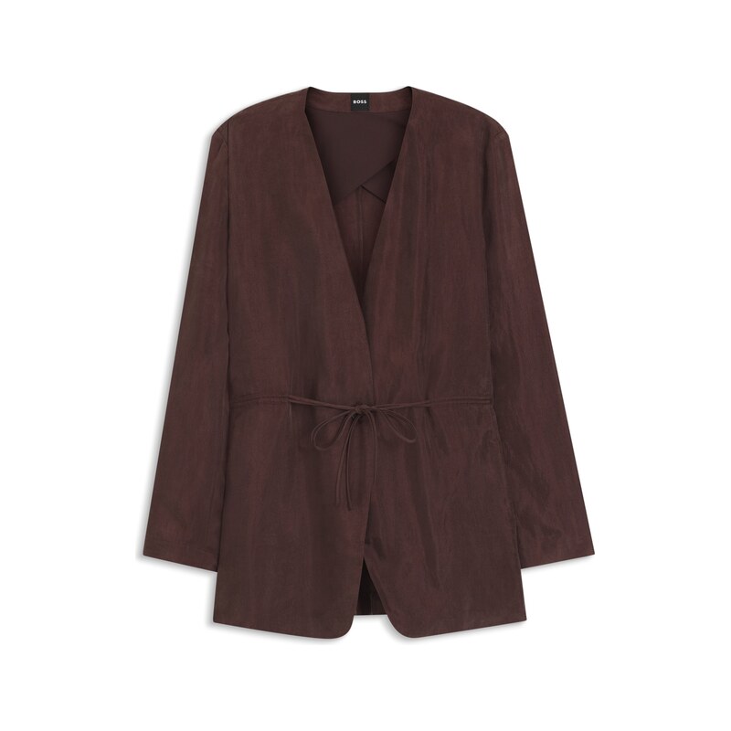 BOSS Regular-fit collarless jacket with drawstring waist