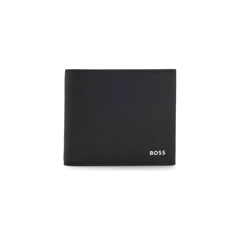 BOSS Structured folding wallet with metal logo lettering