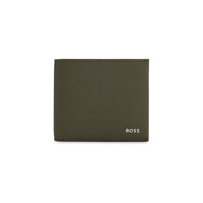 BOSS Structured folding wallet with metal logo lettering