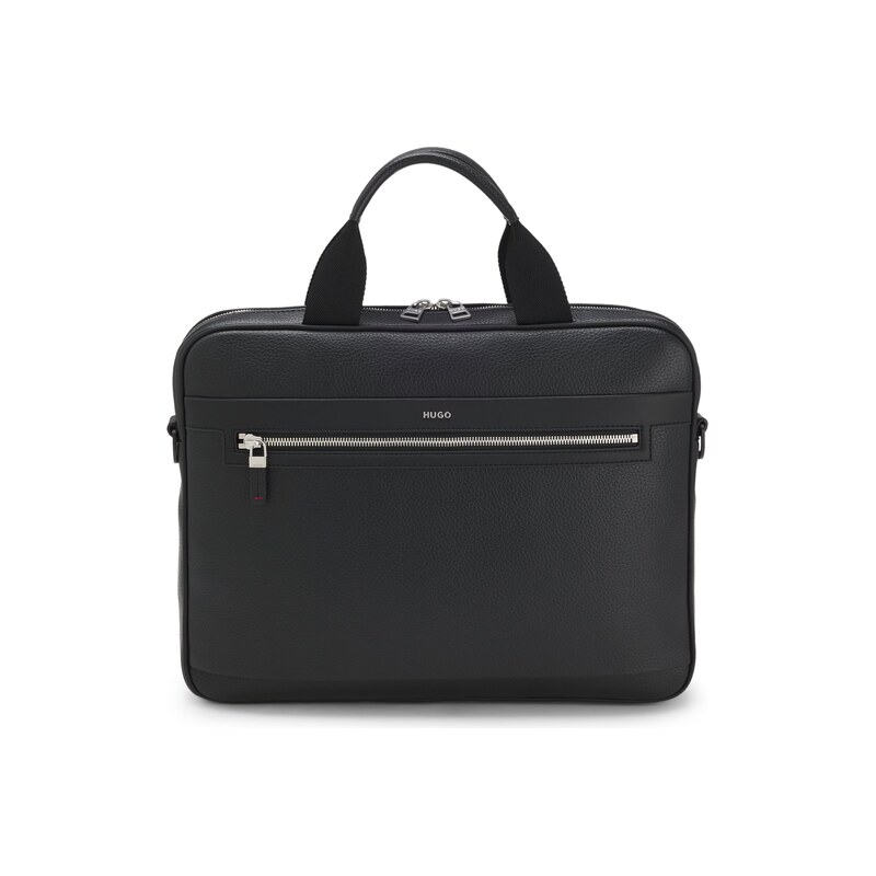HUGO Faux-leather briefcase with logo lettering and detachable