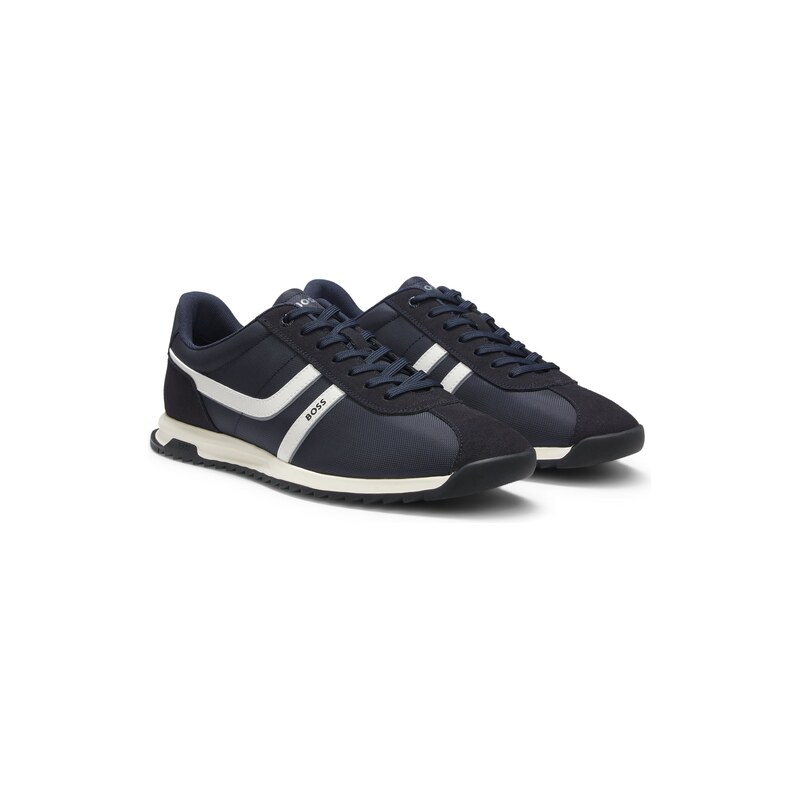 BOSS Low-top trainers with faux-leather trims