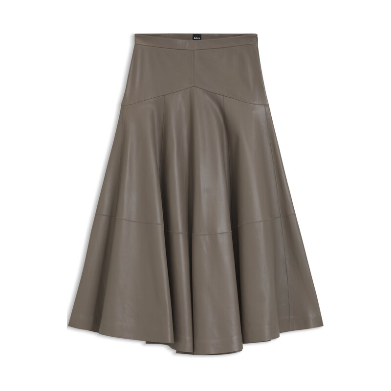 BOSS Leather midi skirt with bell silhouette