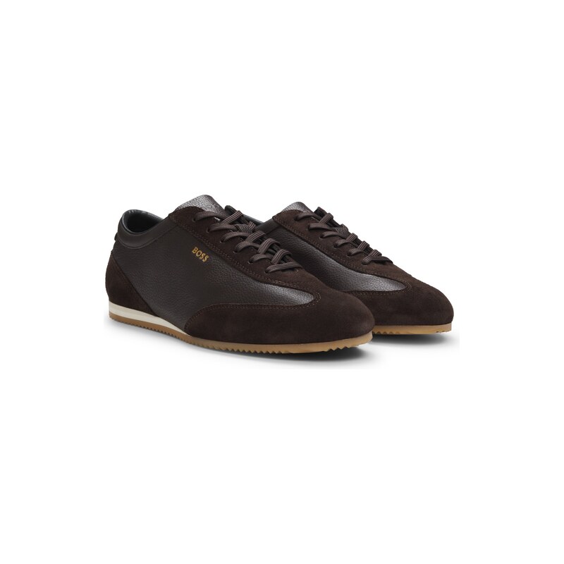 BOSS Leather trainers with suede trims