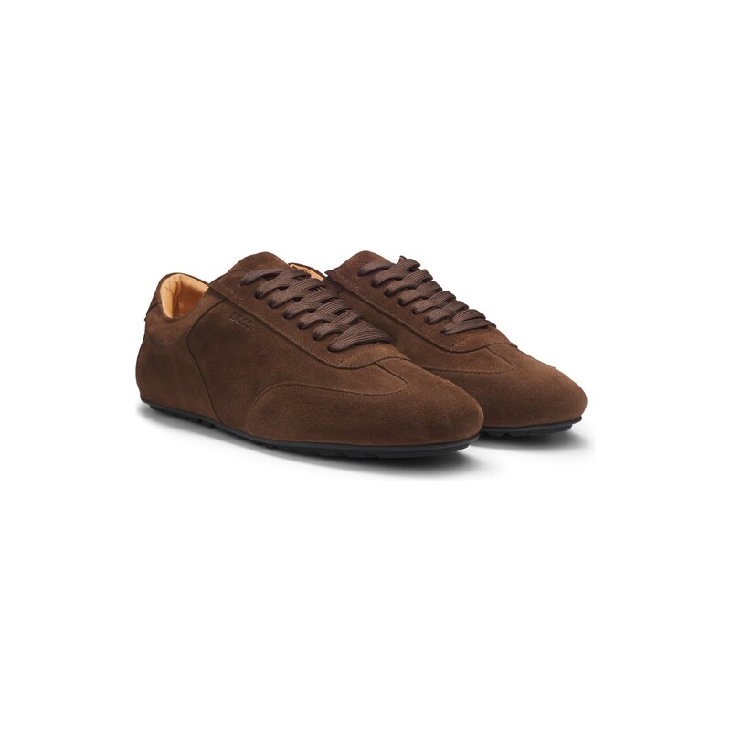 Suede trainers with embossed logo