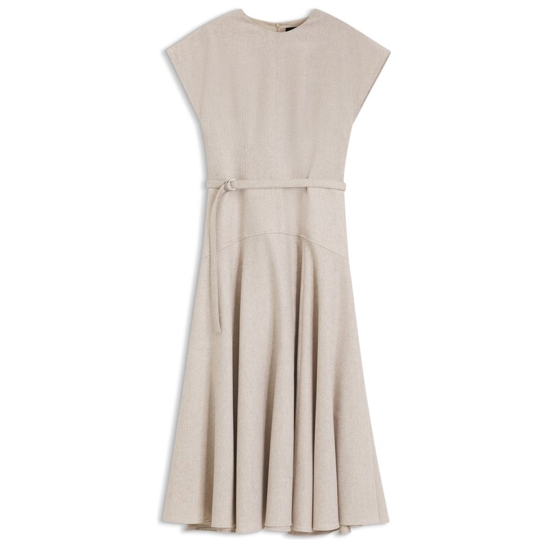 BOSS Belted maxi dress in melange flannel