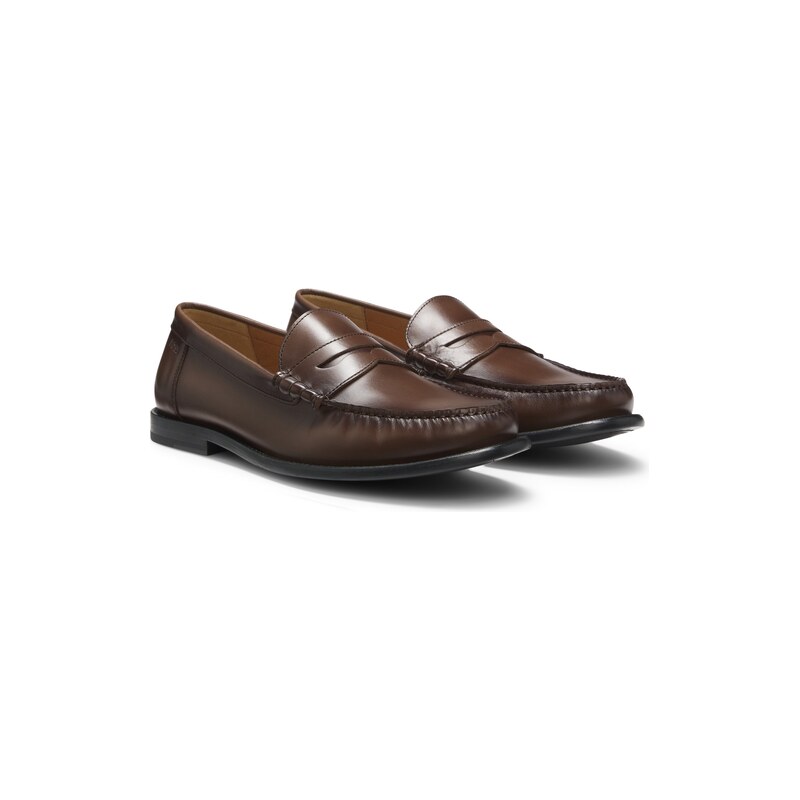 BOSS Leather moccasins with penny trim