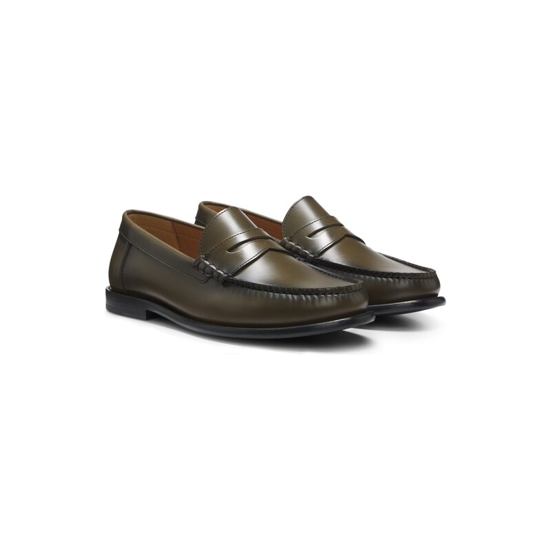 BOSS Leather moccasins with penny trim