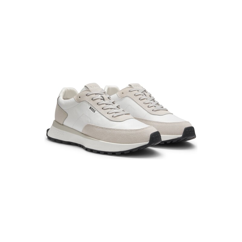 BOSS Leather trainers with side-panel logo